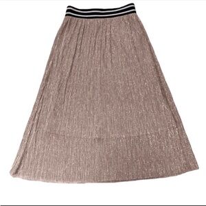 NWOT love and peace pink metallic midi black and white elastic waist skirt. XS